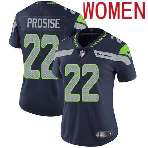 Women Seattle Seahawks #22 C. J. Prosise Nike Navy Vapor Limited NFL Jersey